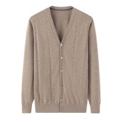 V-neck Twisted Men's Cashmere Cardigan