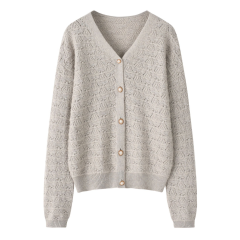 Women's V-neck Hollowed Out Cashmere Cardigan