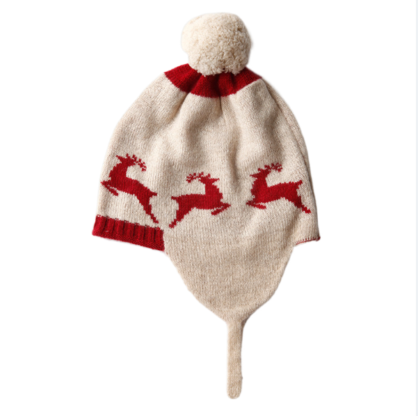 Little Deer Double sided Jacquard Children's Cashmere Hat