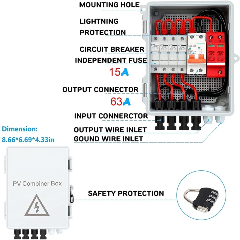 JKPV/4-1 DC 1000V PV PHOTOVOLTAIC COMBINER BOX 4 STRING OFF-GRID SOLAR SYSTEM