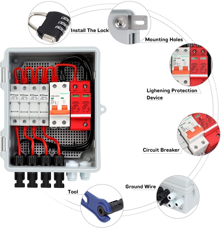 JKPV/4-1 DC 1000V PV PHOTOVOLTAIC COMBINER BOX 4 STRING OFF-GRID SOLAR SYSTEM