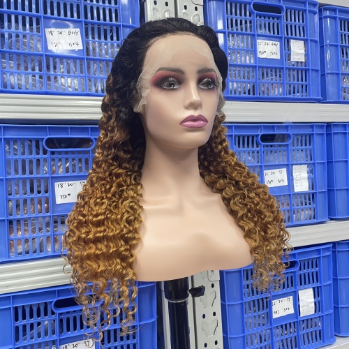 KissBeauty deep wave T1B/4/golden color 13×4 Lace Frontal Wig transparent lace wig 20inch to 30inch have stock 24hours within ship