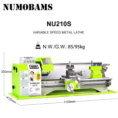NUMOBAMS NU210X800S 900W Rated Output Power Brushless Motor 6mm Thickness Spindle Mini Metal Lathe Machine