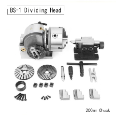 Numobams BS-1 Semi-Universal Dividing Head with 160/200mm 3-jaw Chuck for Metal Milling Machine Use