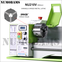 NUMOBAMS NU210V-800 Capacity 1100W Brushless Motor Mt5 Spidle Mini Metal Lathe Machine