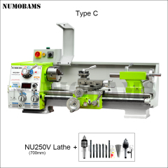 NUMOBAMS NU250V 750W Motor MT4 Spindle 250*500mm Stainless Steel Processing Metal Lathe Machine
