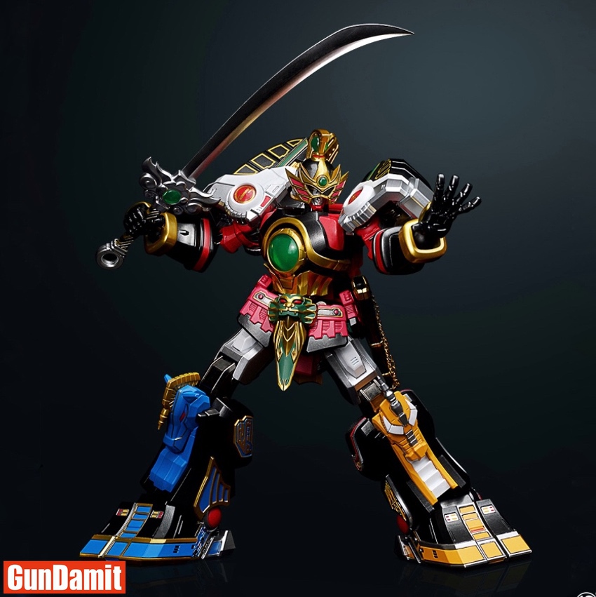 Innovation Point Metal Power Thunder Megazord wielding katana sword dynamic pose Innovation Point Metal Power Thunder Megazord wielding katana sword dynamic pose