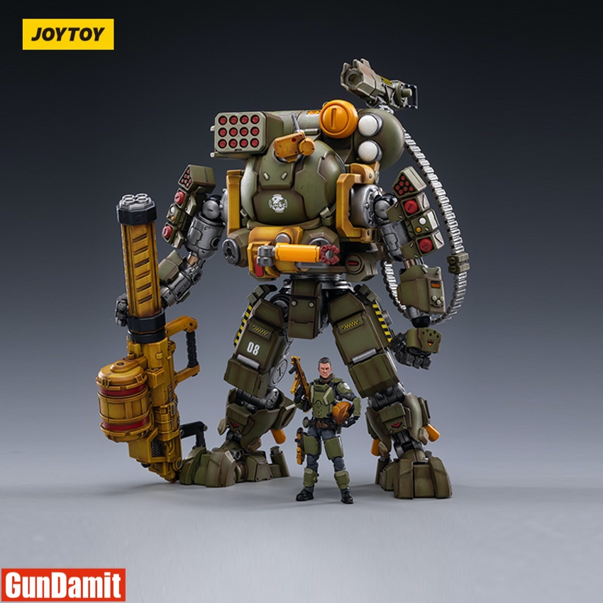 JoyToy 1/25 Iron Wrecker 08 Heavy Airborne Mecha front view with pilot and heavy gun JoyToy 1/25 Iron Wrecker 08 Heavy Airborne Mecha front view with pilot and heavy gun