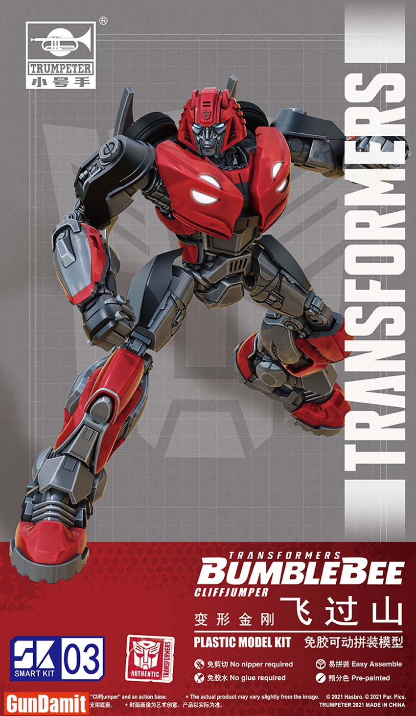 Trumpeter Cliffjumper Smart Kit box art featuring the red Autobot from the Bumblebee Movie Trumpeter Cliffjumper Smart Kit box art featuring the red Autobot from the Bumblebee Movie