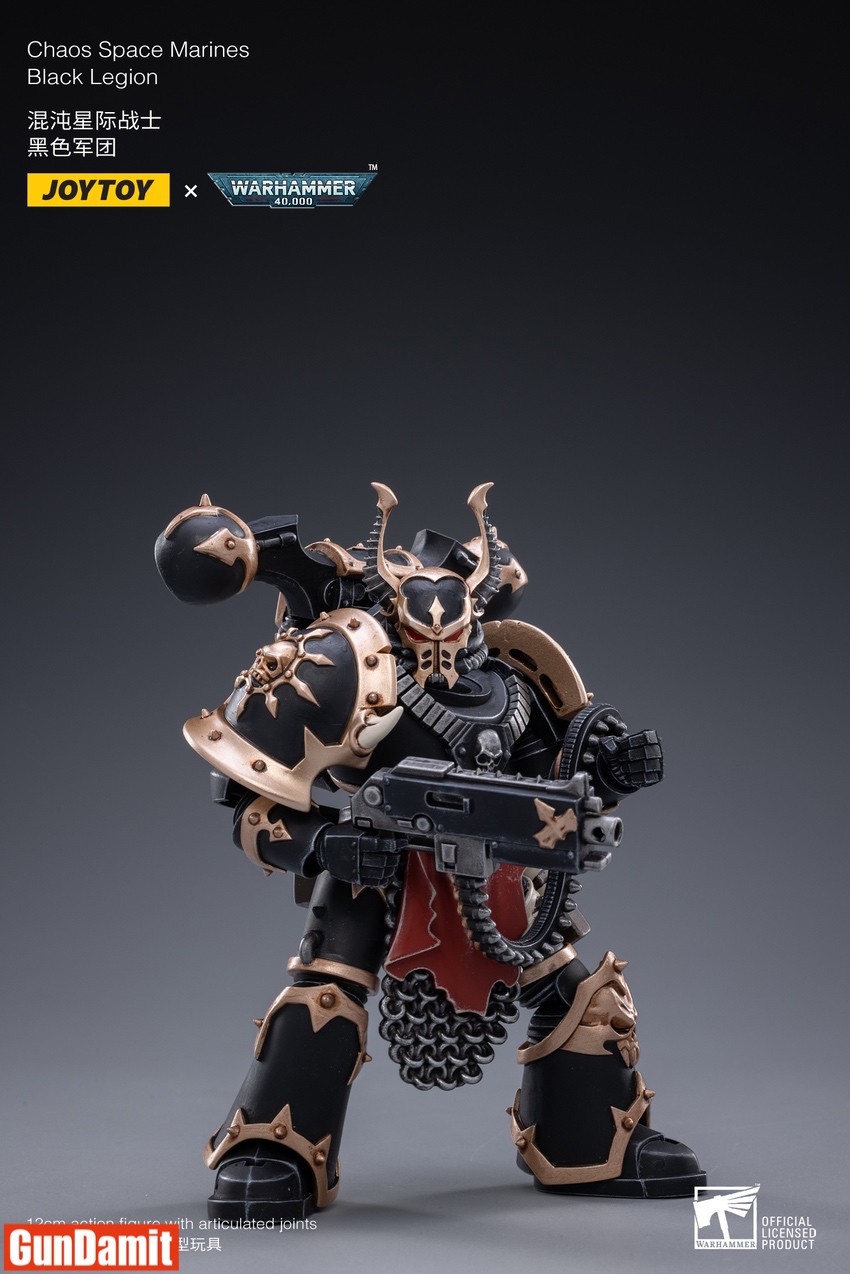 Close-up of Black Legion Marine C chain flail weapon and interchangeable hand accessories Close-up of Black Legion Marine C chain flail weapon and interchangeable hand accessories