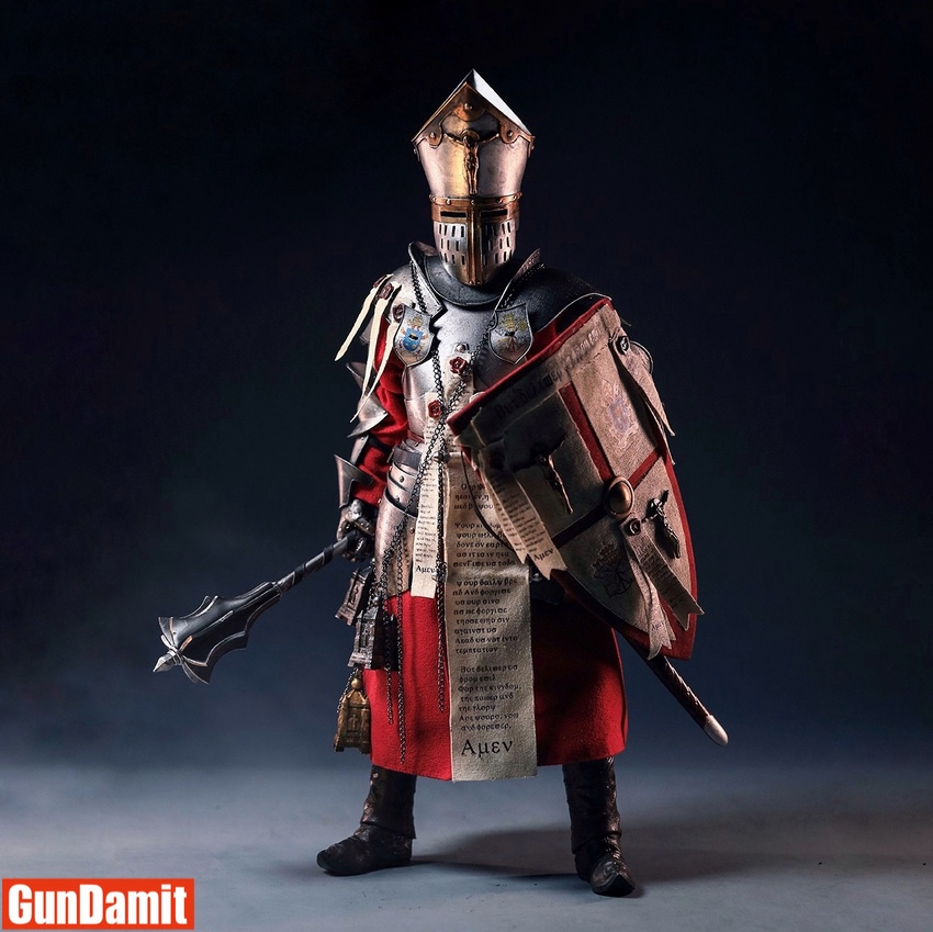 COOMODEL EL005 Holy War Priest Legendary Version full body with great helm, mace, and decorated shield COOMODEL EL005 Holy War Priest Legendary Version full body with great helm, mace, and decorated shield