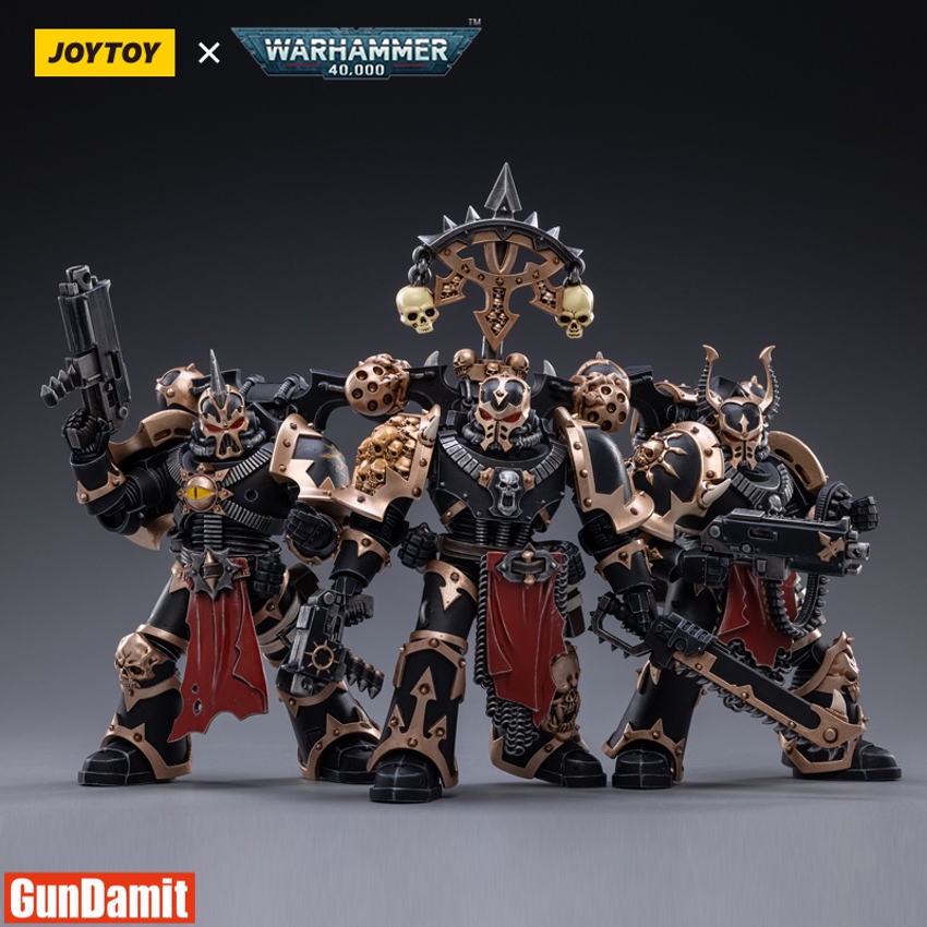 Black Legion Chaos Space Marine front view wielding heavy bolter with horned helmet and chain mail Black Legion Chaos Space Marine front view wielding heavy bolter with horned helmet and chain mail