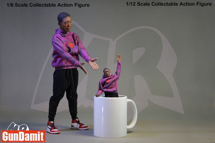 1/6 and 1/12 Mr. No Say figures with 1/12 version sitting inside a coffee mug 1/6 and 1/12 Mr. No Say figures with 1/12 version sitting inside a coffee mug