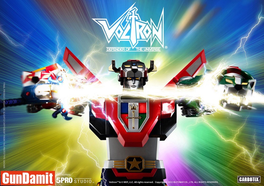 Voltron Defender of the Universe promotional artwork with five lion vehicles forming the robot Voltron Defender of the Universe promotional artwork with five lion vehicles forming the robot