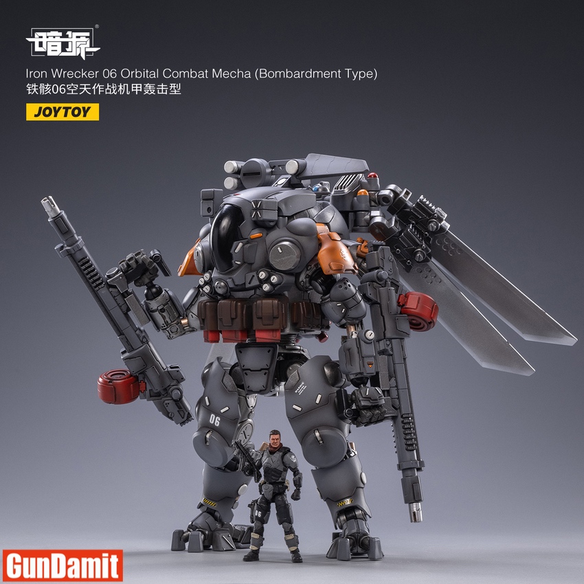 JoyToy Iron Wrecker 06 action pose wielding weapons with wing blades fully extended JoyToy Iron Wrecker 06 action pose wielding weapons with wing blades fully extended