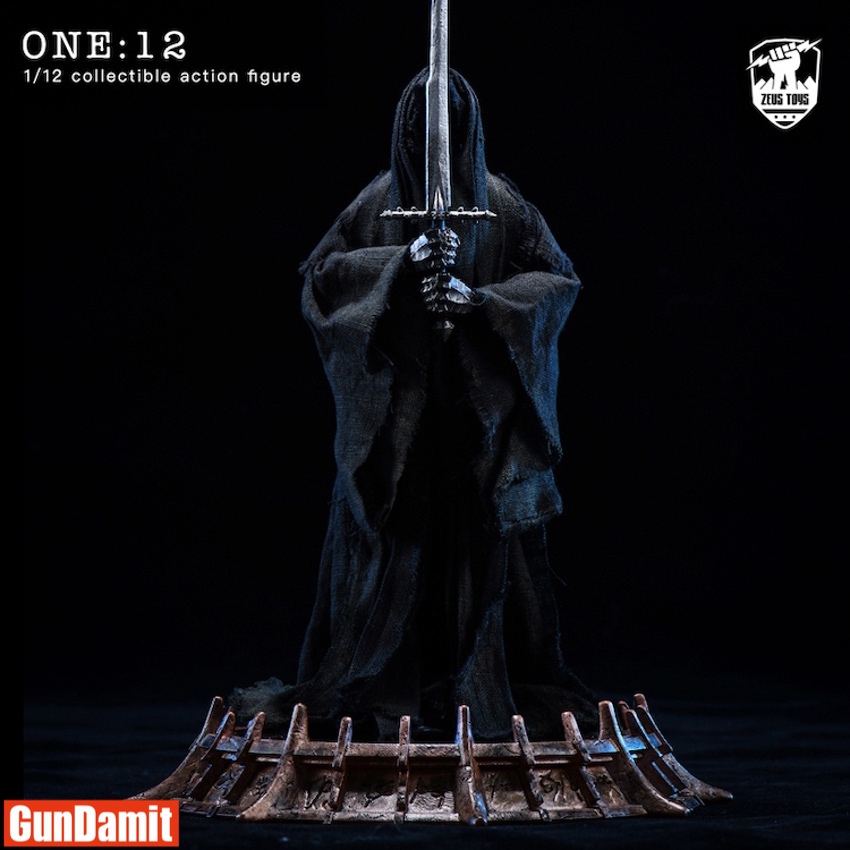 Zeus Toys ZT04 1/12 Ringwraith Phantom Angel figure wielding sword with skull in hand on ruined base Zeus Toys ZT04 1/12 Ringwraith Phantom Angel figure wielding sword with skull in hand on ruined base