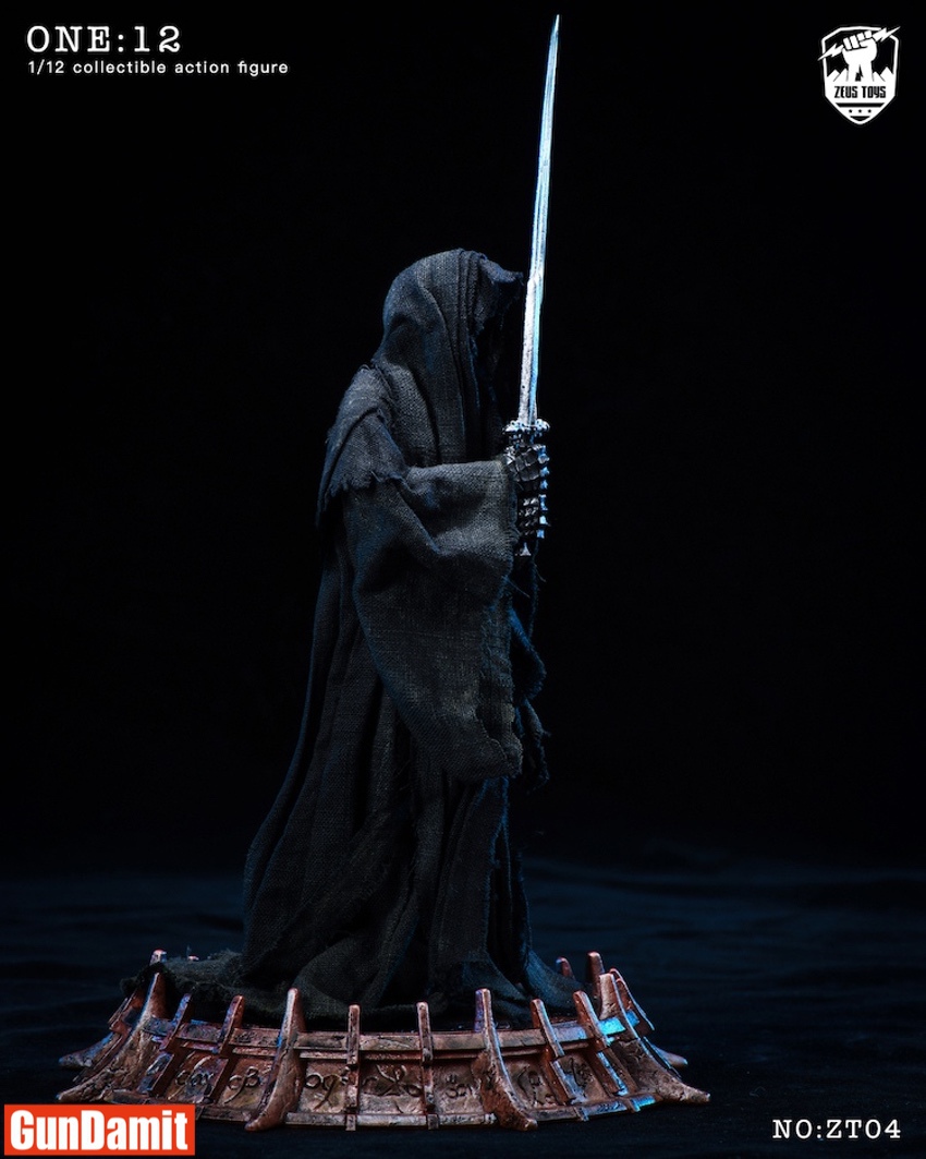 Zeus Toys ZT04 Phantom Angel Ringwraith standing with arms spread holding two swords on ancient rune display base Zeus Toys ZT04 Phantom Angel Ringwraith standing with arms spread holding two swords on ancient rune display base