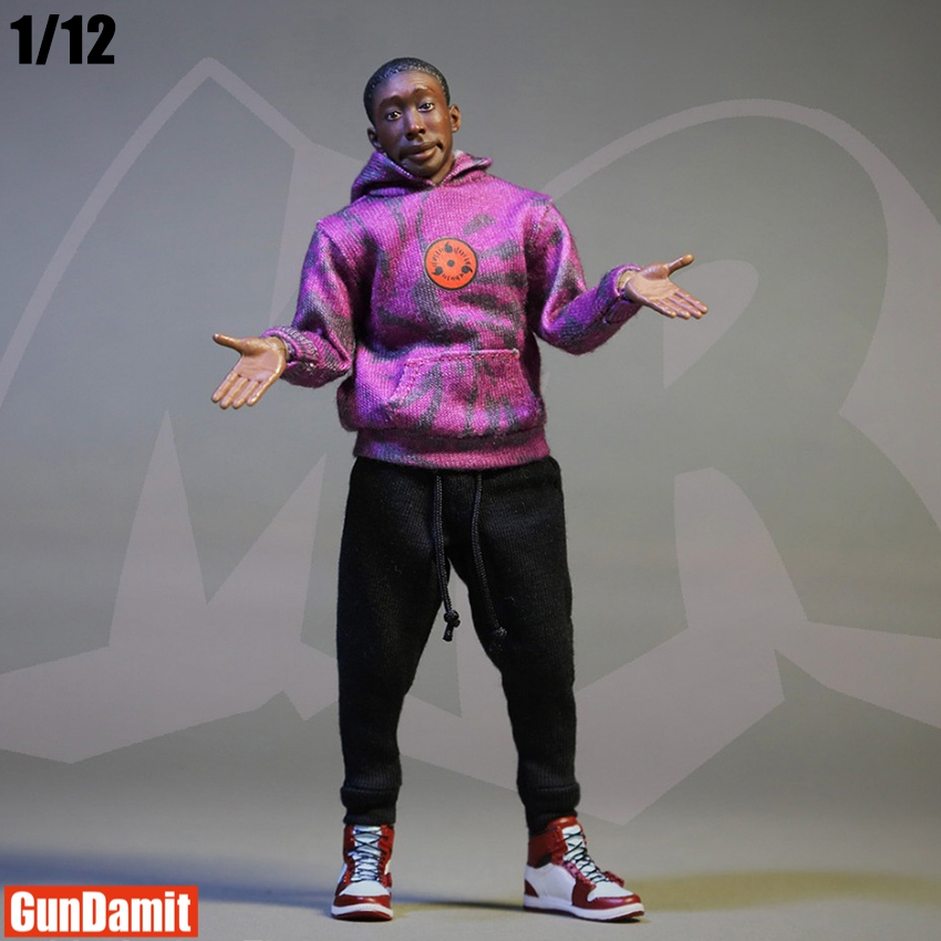 MR. Figure 1/12 MR003 Mr. No Say miniature action figure in purple tie-dye hoodie MR. Figure 1/12 MR003 Mr. No Say miniature action figure in purple tie-dye hoodie