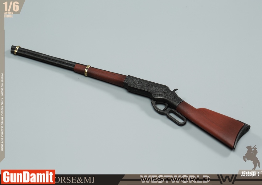 Miniature Winchester lever-action rifle accessory included with LongSan horse figure set Miniature Winchester lever-action rifle accessory included with LongSan horse figure set