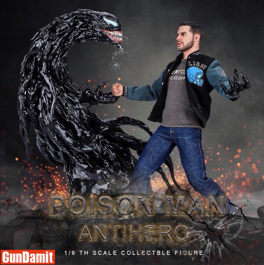 ADD Toys 1/6 Deluxe Eddie Brock with massive Venom symbiote creature emerging beside him in dramatic scene ADD Toys 1/6 Deluxe Eddie Brock with massive Venom symbiote creature emerging beside him in dramatic scene
