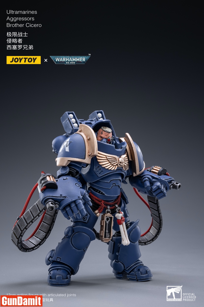Brother Cicero Aggressor bareheaded variant showing detailed face sculpt with boltstorm gauntlets extended Brother Cicero Aggressor bareheaded variant showing detailed face sculpt with boltstorm gauntlets extended