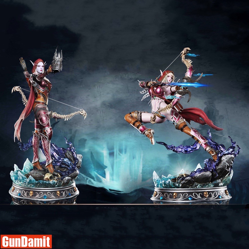 Anonymous Studio 1/4 WoW Sylvanas Windrunner dual form statue Banshee Queen and Ranger General side by side Anonymous Studio 1/4 WoW Sylvanas Windrunner dual form statue Banshee Queen and Ranger General side by side