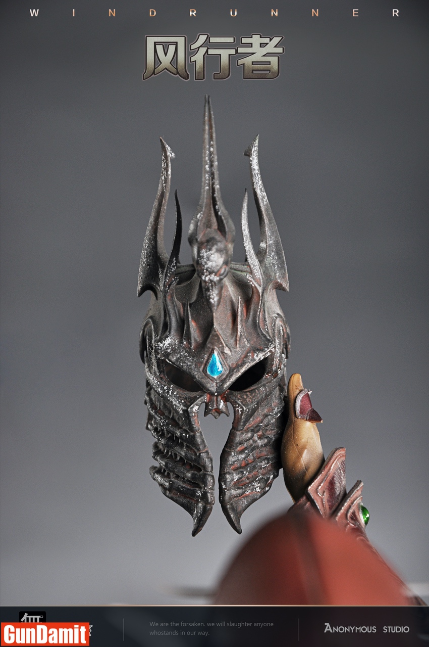 Close-up detail of Helm of Domination accessory from Anonymous Studio Sylvanas Windrunner statue Close-up detail of Helm of Domination accessory from Anonymous Studio Sylvanas Windrunner statue