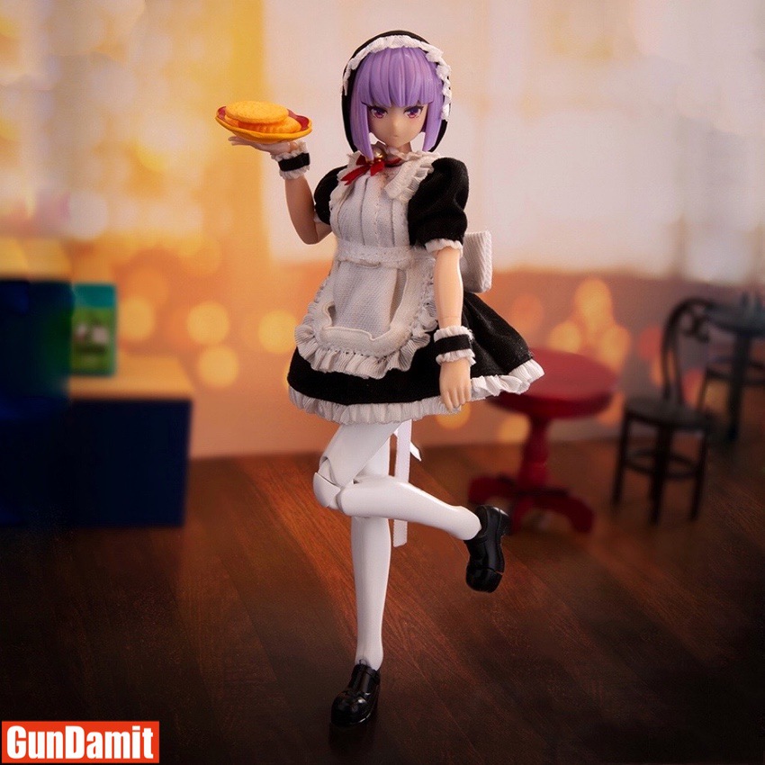 A.T.K. Girl figure wearing maid outfit holding tray in cafe scene A.T.K. Girl figure wearing maid outfit holding tray in cafe scene