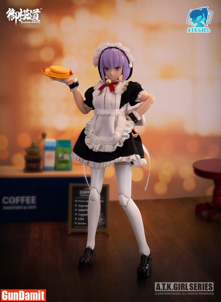 Eastern Model A.T.K. Girl maid costume front pose with tray accessory Eastern Model A.T.K. Girl maid costume front pose with tray accessory