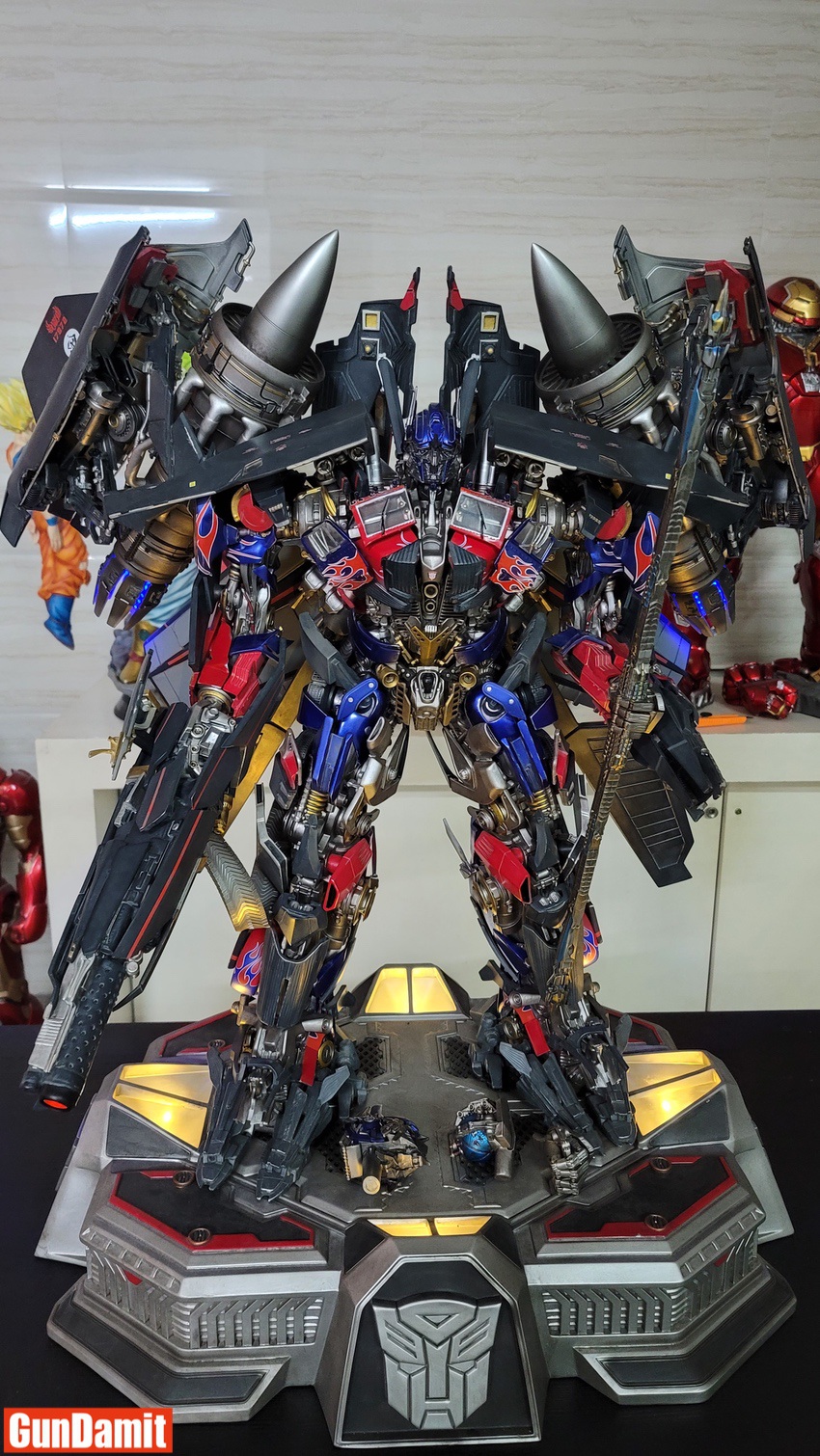 HEAT Studio Jetpower Optimus Prime front view showing detailed mechanical armor HEAT Studio Jetpower Optimus Prime front view showing detailed mechanical armor