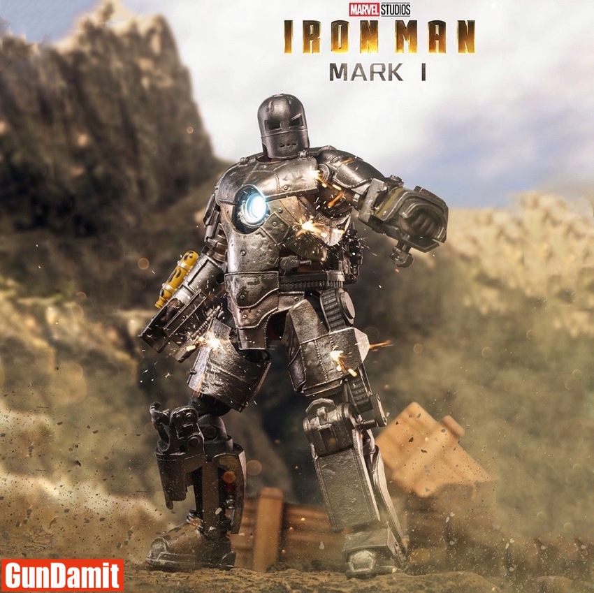 ZT Toys 1/10 Iron Man Mark 1 cave armor action scene with desert background ZT Toys 1/10 Iron Man Mark 1 cave armor action scene with desert background