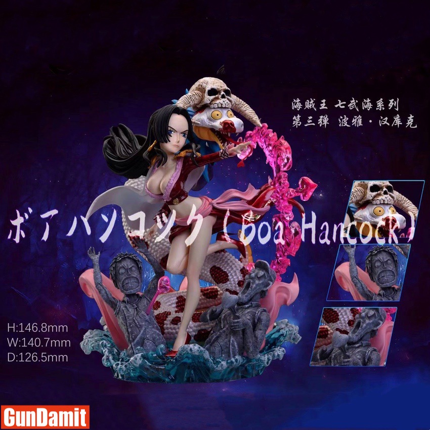 JiaYi Studio One Piece Boa Hancock statue with Salome snake and petrified enemies base front view JiaYi Studio One Piece Boa Hancock statue with Salome snake and petrified enemies base front view