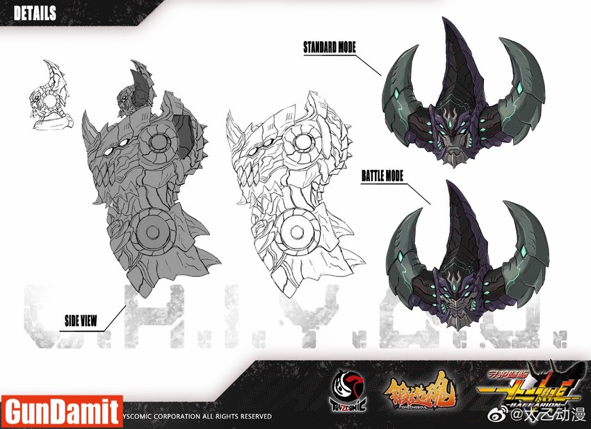Forging Soul Baffarion Chi You head detail showing standard mode and battle mode Forging Soul Baffarion Chi You head detail showing standard mode and battle mode