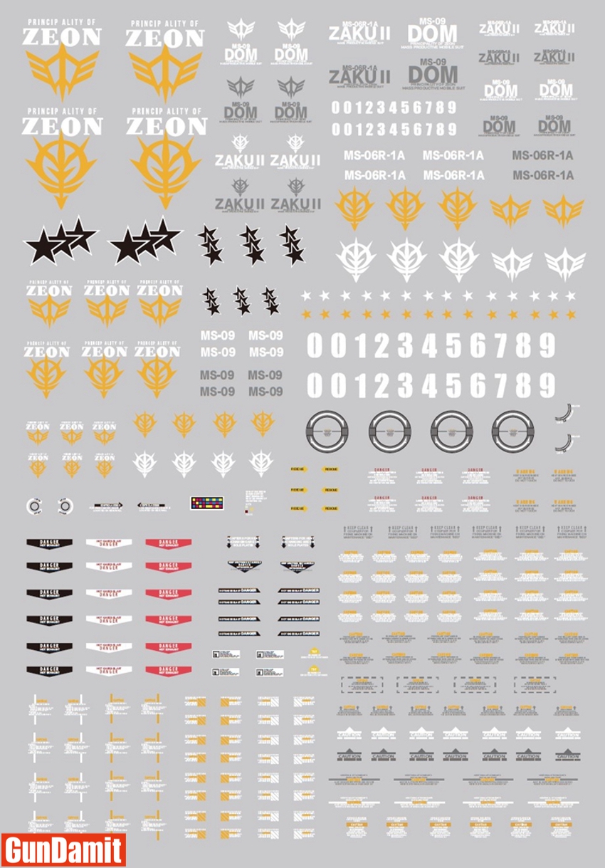 SH Studio Zaku I Sniper GK decal sheet with Zeon emblems and markings SH Studio Zaku I Sniper GK decal sheet with Zeon emblems and markings