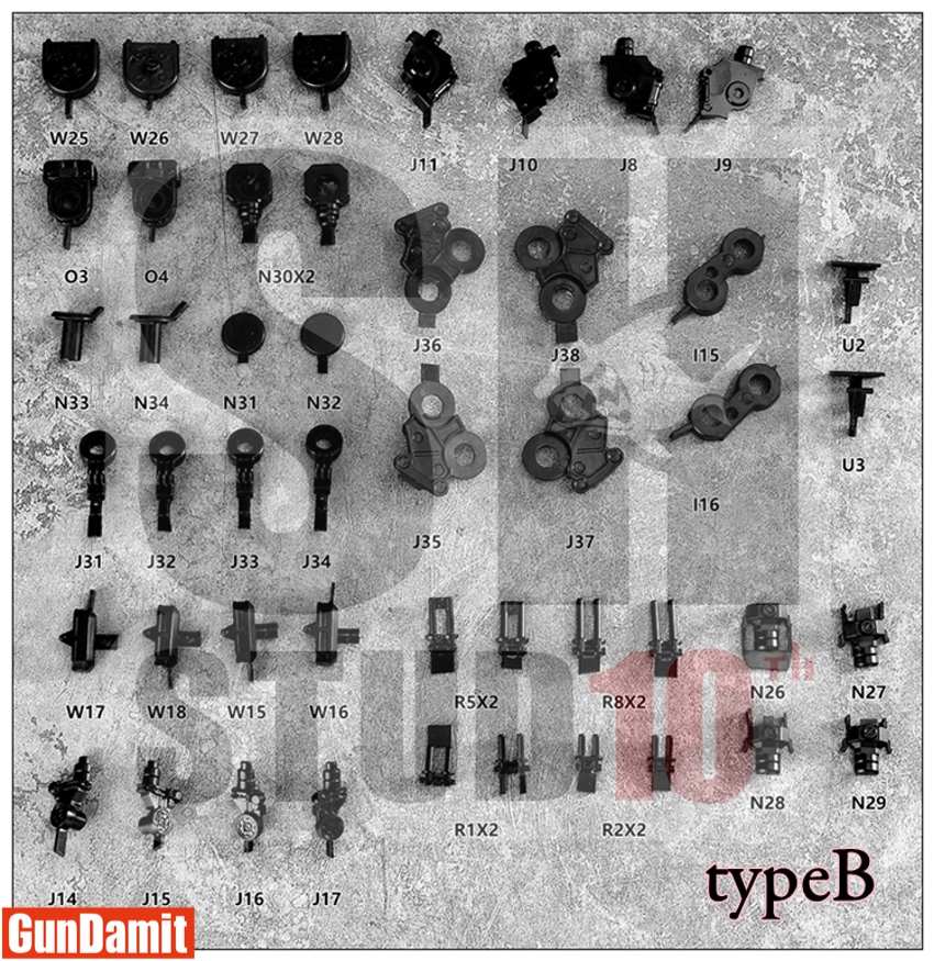 SH Studio Frame Type B resin parts layout with labeled joint components SH Studio Frame Type B resin parts layout with labeled joint components