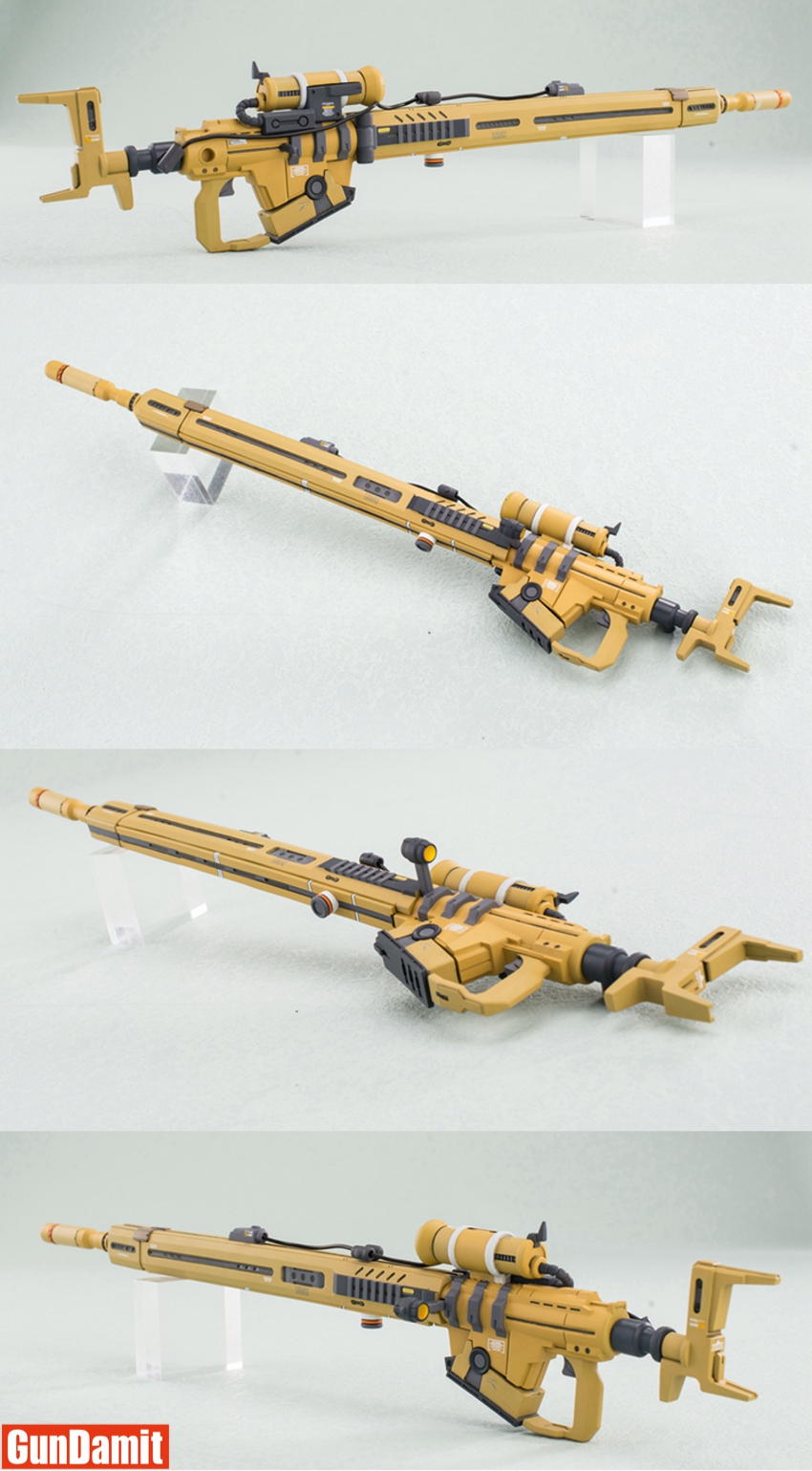 SH Studio MS-05L Zaku I Sniper sniper rifle weapon accessory detail from multiple angles SH Studio MS-05L Zaku I Sniper sniper rifle weapon accessory detail from multiple angles