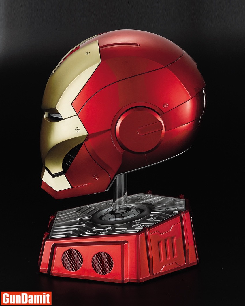Killerbody Iron Man Mark 7 helmet side profile view on Infinity Saga LED display base Killerbody Iron Man Mark 7 helmet side profile view on Infinity Saga LED display base