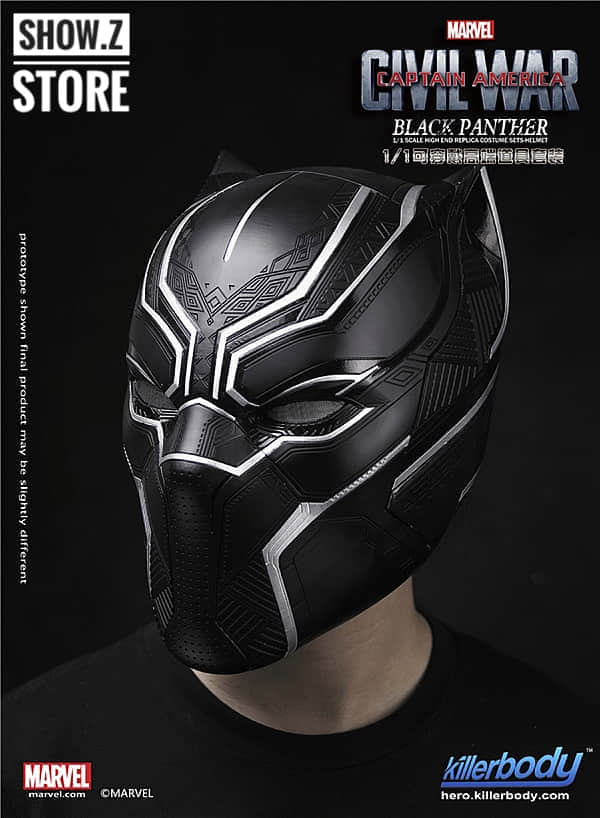 Killerbody Black Panther helmet worn on model showing wearable fit Killerbody Black Panther helmet worn on model showing wearable fit