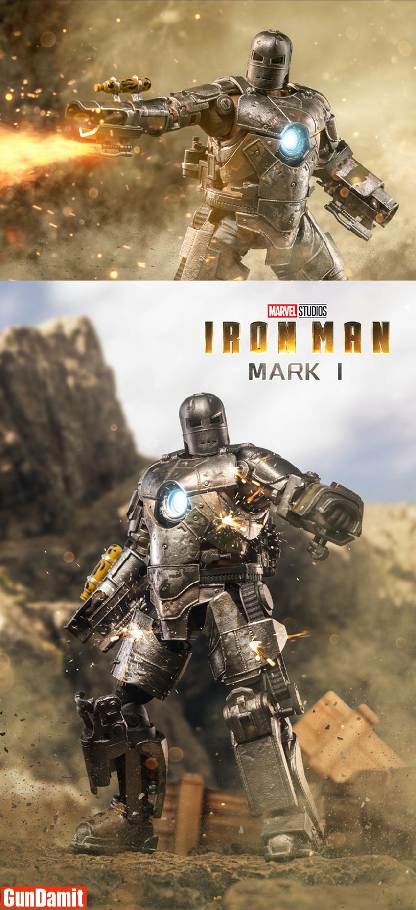 ZT Toys 1/10 Iron Man Mark 1 dual action poses promotional image ZT Toys 1/10 Iron Man Mark 1 dual action poses promotional image