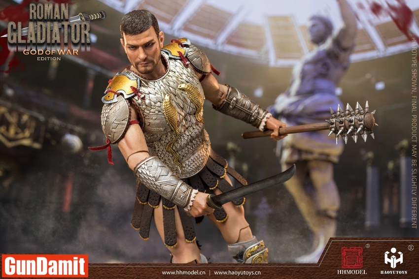 HH Model HH18052 Roman Gladiator Maximus arena battle pose wielding mace and curved sword HH Model HH18052 Roman Gladiator Maximus arena battle pose wielding mace and curved sword