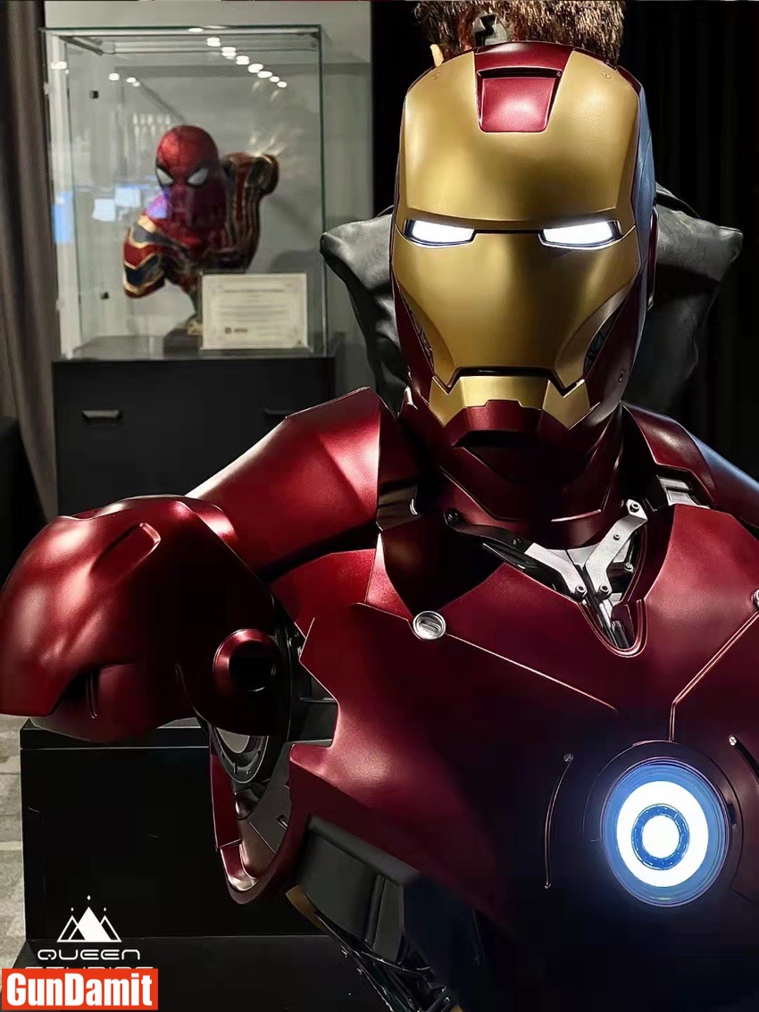Queen Studio 1/1 Iron Man Mark 3 bust with LED eyes on display stand Queen Studio 1/1 Iron Man Mark 3 bust with LED eyes on display stand