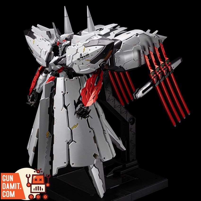Sentinel Riobot EX-Linebarrel side angle showing massive white armor and red finger detail Sentinel Riobot EX-Linebarrel side angle showing massive white armor and red finger detail