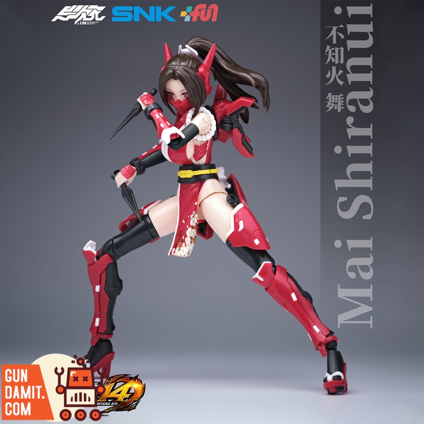 Degenerator Industry 1/12 Mai Shiranui mecha model kit action pose with dual fans and red armor Degenerator Industry 1/12 Mai Shiranui mecha model kit action pose with dual fans and red armor