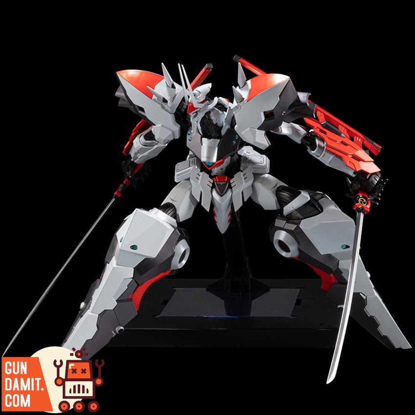 Sentinel Riobot Linebarrel figure in dual katana pose with red and white color scheme Sentinel Riobot Linebarrel figure in dual katana pose with red and white color scheme
