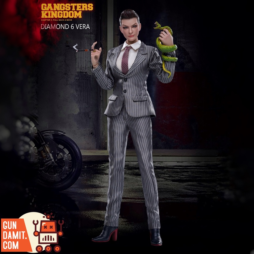 DAMTOYS Gangsters Kingdom Diamond 6 Vera in Pinstripe Suit with Snake DAMTOYS Gangsters Kingdom Diamond 6 Vera in Pinstripe Suit with Snake