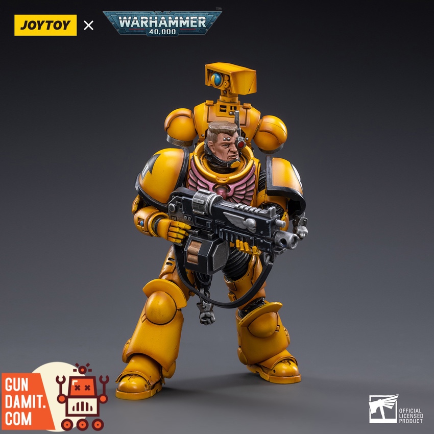 JoyToy 1/18 WH40K Imperial Fists Marine 02 combat pose with bolt rifle JoyToy 1/18 WH40K Imperial Fists Marine 02 combat pose with bolt rifle