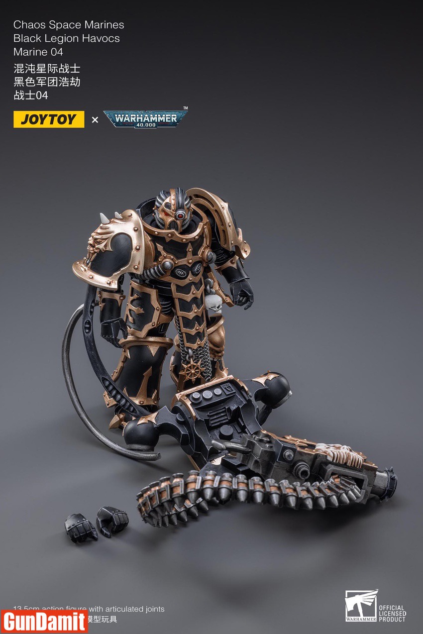 JoyToy Black Legion Havocs Marine 04 with accessories including detached heavy bolter and spare hands JoyToy Black Legion Havocs Marine 04 with accessories including detached heavy bolter and spare hands
