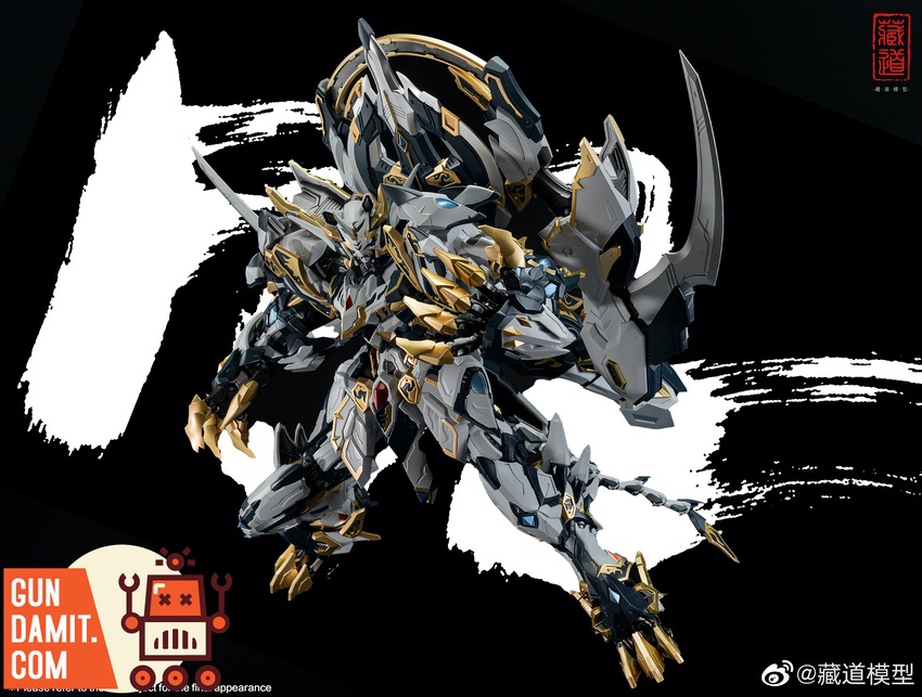 CangDao White Tiger Reissue front standing view with all blade weapons deployed CangDao White Tiger Reissue front standing view with all blade weapons deployed