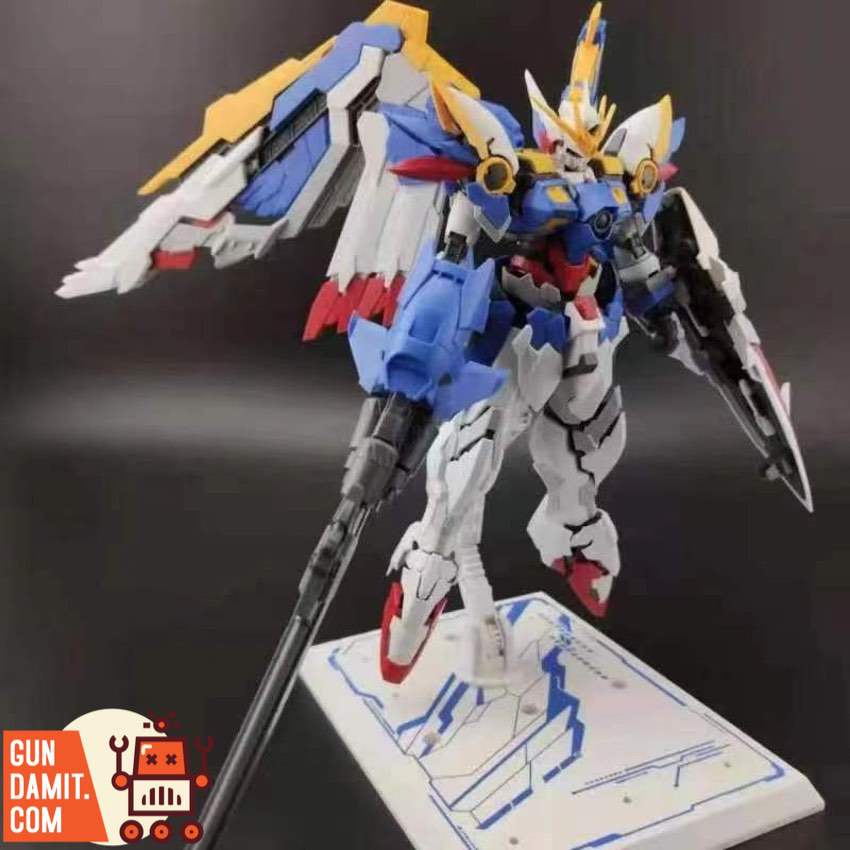 MJH 1/100 Wing Gundam Zero HiRM model kit front pose with twin buster rifle MJH 1/100 Wing Gundam Zero HiRM model kit front pose with twin buster rifle