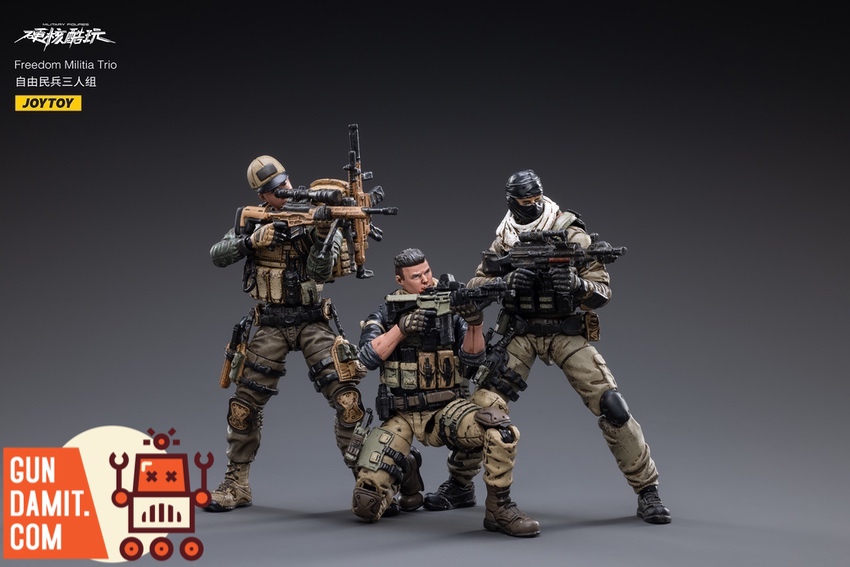 JoyToy Freedom Militia Trio three figures kneeling combat formation JoyToy Freedom Militia Trio three figures kneeling combat formation